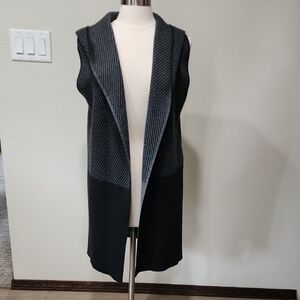 Lineamaglia Hooded Long Line Sweater Vest Cardi Made in Italy Wool Blend size M